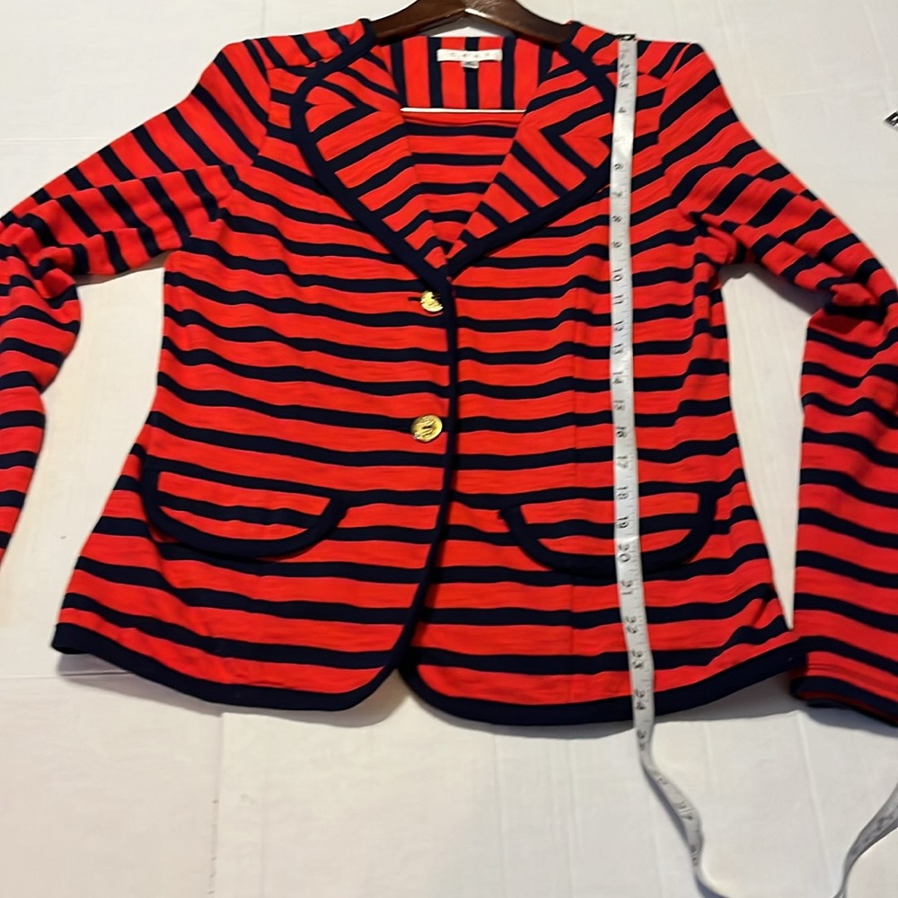 CAbi-M-Red & Blue Nautical Striped-preppy, nautical, long sleeve, cotton, Blazer - Picture 15 of 16